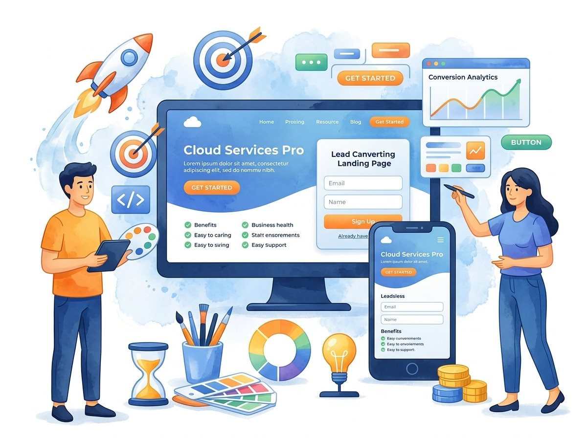 High-Converting Landing Page Design & Development Illustration