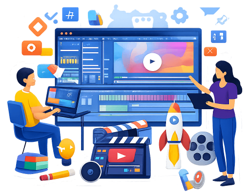 Video Editing & Motion Graphics Services Illustration